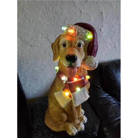 Christmas Holiday 28" Color-Changing LED Dog Statuary - Picture 1 of 9